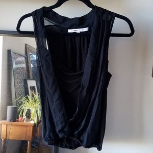 DVF Black Drape Top